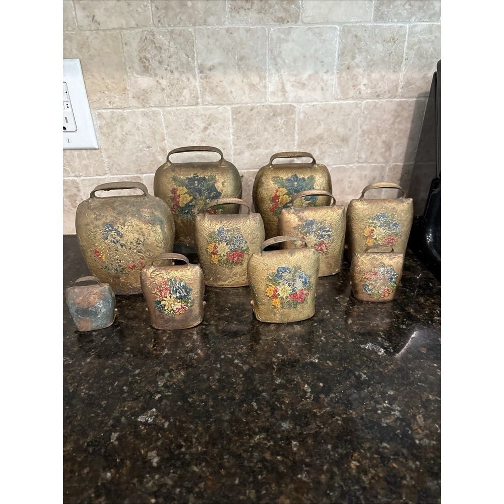 Vintage, Lot 10, Cow Goat Bells Goat Bells Primitive Rustic Farmhouse Antique